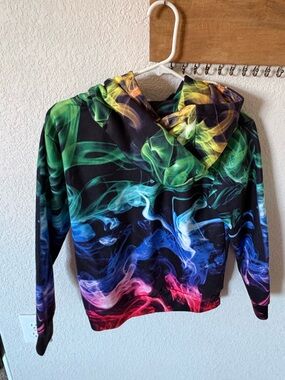 Vibrant Multicolor Smoke-Print Hoodie